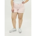thumbnail image 1 of A3Denim Women's Plus Size Raw Edge Denim Shorts, 5" Inseam, Sizes 16W-24W, 1 of 4