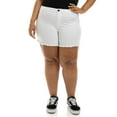 thumbnail image 1 of A3Denim Women's Plus Size Raw Edge Denim Shorts, 5" Inseam, Sizes 16W-24W, 1 of 6