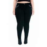 A3 Denim Women's Plus Size Skinny Jeans with Bling Studded Pockets