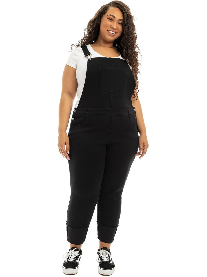 A3 Denim Women's Plus Size Stretch Denim Overalls with Cuffs