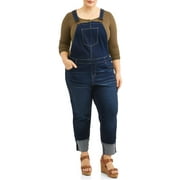 A3 Denim Women's Plus Size Stretch Denim Overalls with Cuffs