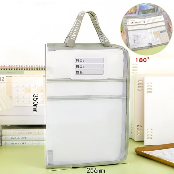 A3 Document Storage Bag | Clear Transparent File Organizer for Art Papers, Test Papers, and Office Supplies | Large Capacity Tote with Handles for School, Home, or Studio