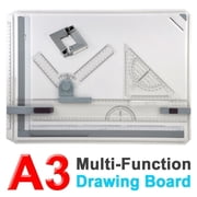 A3 Drawing Board Table with Parallel Motion and Adjustable Angle, Metric Measuring System,with Assorted Drawing & Drafting Tools