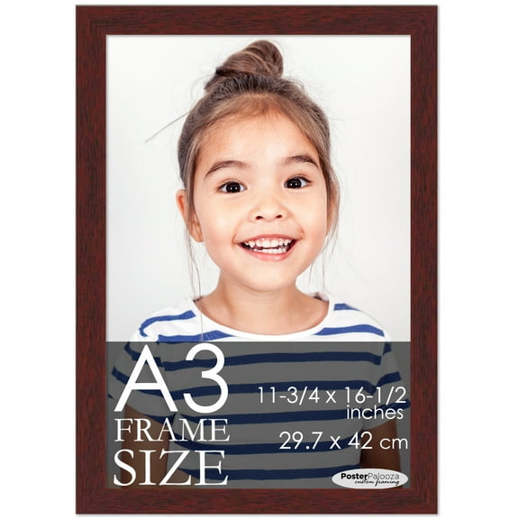 A3 Frame Brown Modern Minimalist - Modern Wood A3 Picture Frame For A3 Size Artwork or Documents - 11.75x16.5 Frame