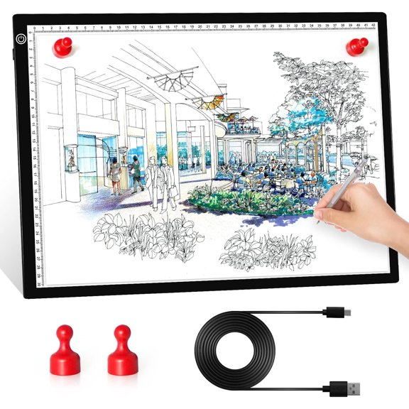 A3 LED Light Board, A3 Tracing Light Box, Magnetic Light Pad, Light Table for Tracing, LED Copy Board, Sketch Pad with Dimmable Brightness, Magnetic and Storage Bag.