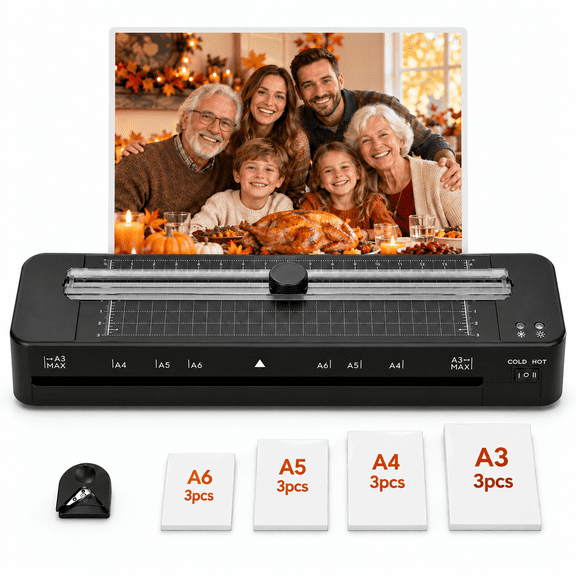A3 Laminator Machine, 13 Inch Thermal Laminator with Hot & Cold Modes, 95s Fast Warm-Up, ABS Jam Release, Corner Rounder for Home Office School, Black