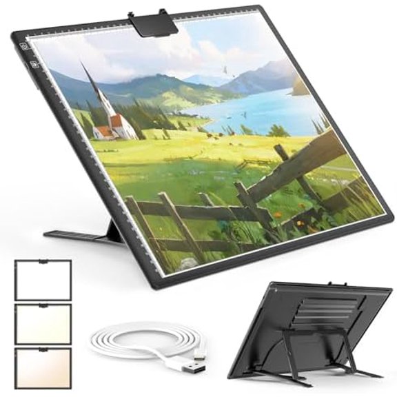 A3 Light Board Diamond Painting, Rechargeable Battery Light Box Tracing, Diamond Art Light Board with Stand and Clip, for Drawing, Sketching, Animation$$Art & Craft
