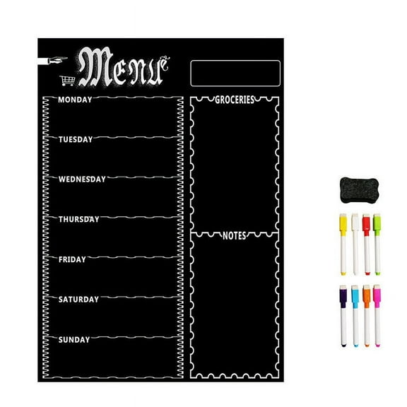 A3 Magnetic Whiteboard Sheet for Kitchen Fridge Multipurpose Fridge Weekly White Board Calendar for Menu Planning with 8 Pen(Black)