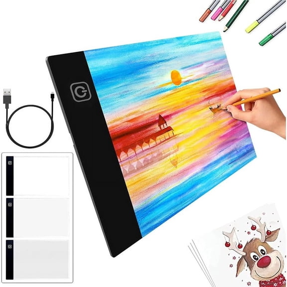 A3 Painting Light Pad Tracing White LED Artcraft Light Box Bright Pad for Sketching, Diamond Painting