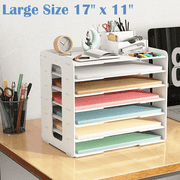 Gtouse 7-Tier Desk File Organizer, 11x17 Inches Large Size A3 Paper Organizer, Desk Organizer for Office Documents, Home