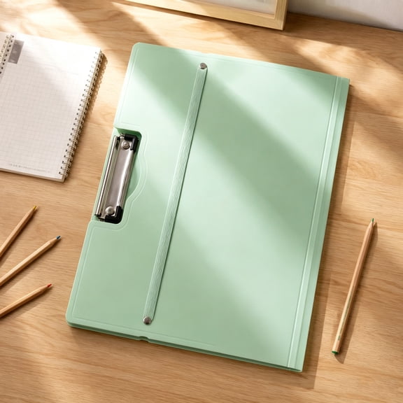 A3 Paper Organizer, Large Capacity File Folder with Metal Clip and Elastic Strap, Durable Document Holder for Test Papers, Drawings, and Office School Supplies