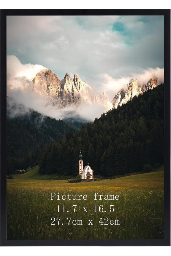 A3 Picture Frame Black, 11.7x16.5 Inch Thin Photo Frame for Wall Tabletop Display, Single
