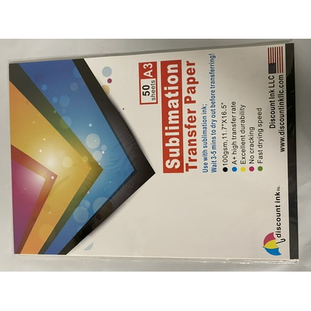 A3 Sublimation Paper 50 Sheets 11.7"x16.5" Inches for Inkjet Printer with Sublimation Ink Epson Canon Heat Transfer for Mugs T-shirts
