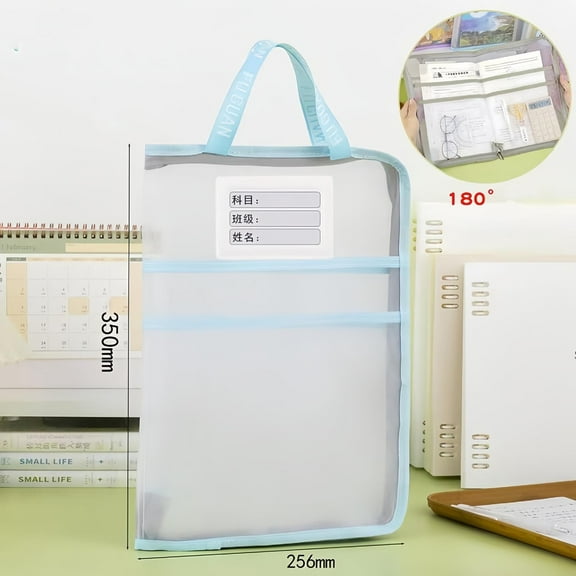 A3 Transparent Document Storage Bag, Thick File Organizer for Art Papers, Test Papers, Homework and Documents, Durable, Portable and Large Capacity for Students, Office, School and Art Use