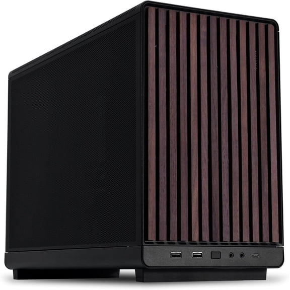 A3-mATX-WD-26.3L Micro Form Factor Chassis-No Fans Included-Supports 360mm AIO-Modularity Design-for M-ATX, ITX Motherboard-DAN Cases Collaboration-Wood Front Panel-Black (A3X-WD)