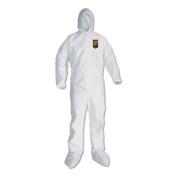 A30 Hood and Boots Splash/Particle Protection Coverall, 6X-Large, White, 21/Carton