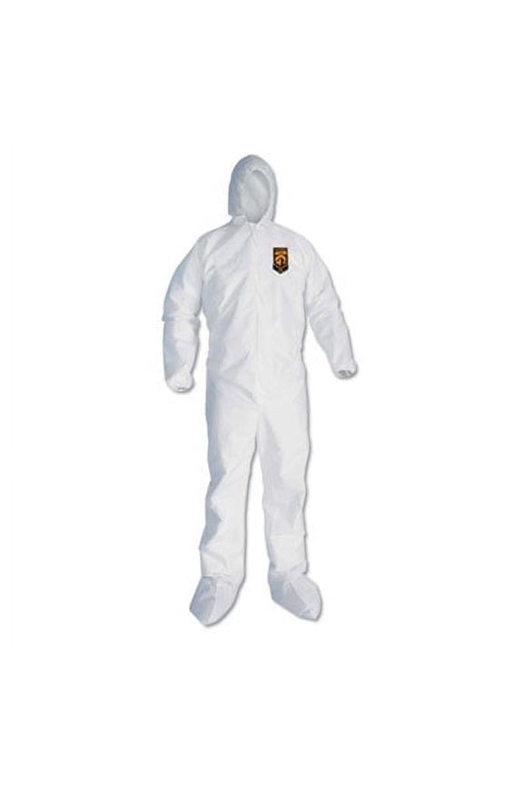 A30 Hood and Boots Splash/Particle Protection Coverall, 6X-Large, White, 21/Carton