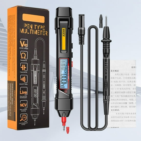 A3006 Pen Type Digital Multimeter AC/DC Voltage Tester 4000 Counts Intelligent Professional Current Meter Non-Contact Voltmeter Sensor Pen Test with Resistance Continuity Capacitance Diode Live Wire