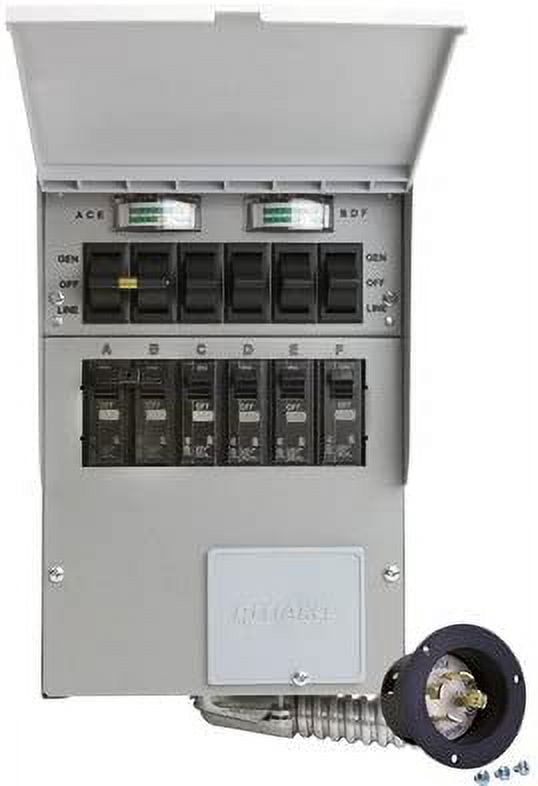 A306A Pro/Tran2 30-Amp 6-Circuit 2 Manual Transfer Switch with Optional Power Inlet