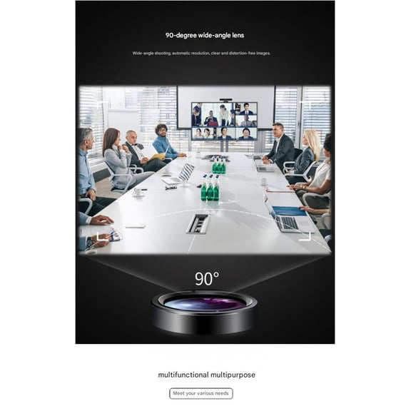 A30PRO 2K Auto Focus Webcam with 90 Wide-Angle Lens & 360 Rotation - All-in-One Conference Camera with Built-in Microphone for PC/Laptop