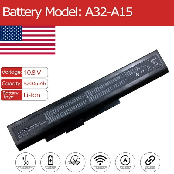 A32-A15 Laptop Battery for MSI FMVNBP217 FMVNBP218 FPCBP343 FPCBP343AP FPCBP344 CR640 CX640 CR640 Medion P7815 P7818 Erazer X6815 X6816 CR640DX FPCBP344AP A32-A15 A41-A15 A42-A15 A42-H36 CX640M A6400