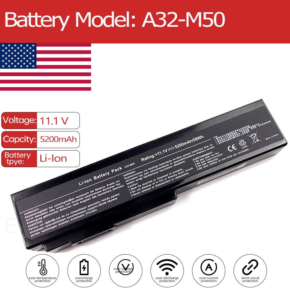 Batteria 5200mAh Per Asus A43U A53 A53B K43J K43JC X43U X43V K53U X43B