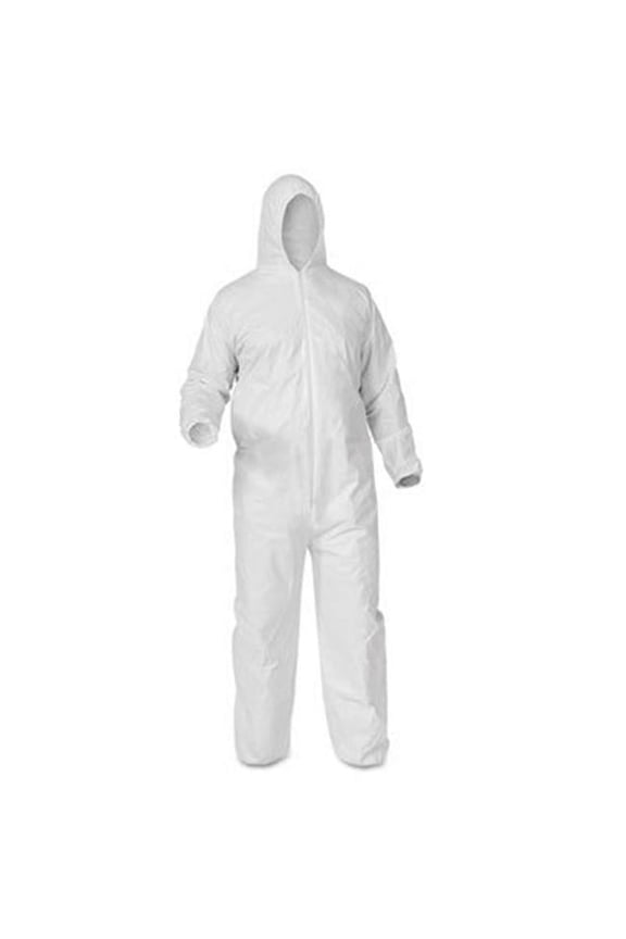 A35 Coveralls, Hooded, Large, White, 25 Per Carton