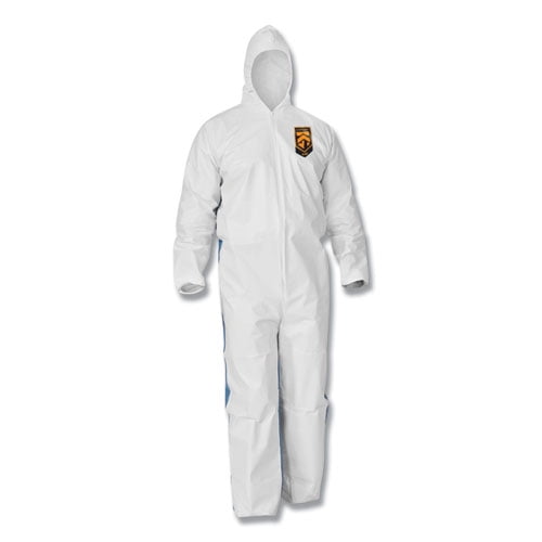 A35 Liquid And Particle Protection Coveralls, Zipper Front, Hooded, Elastic Wrists And Ankles, Large | Bundle of 2