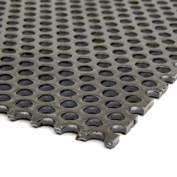 A36 Carbon Steel Perforated Sheet, Unpolished (Mill) Finish, Hot Rolled, Staggered 0.25" Holes, ASTM A36, 0.12" Thickness, 11 Gauge, 12" Width, 24" Length, 0.375" Center to Center, OnlineMetals