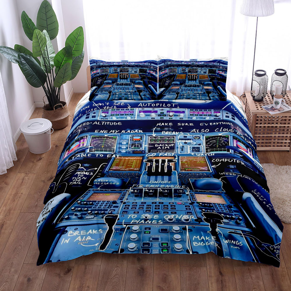 A380 Airbus Cockpit Duvet Cover Set King Double Full Twin Single Size ...