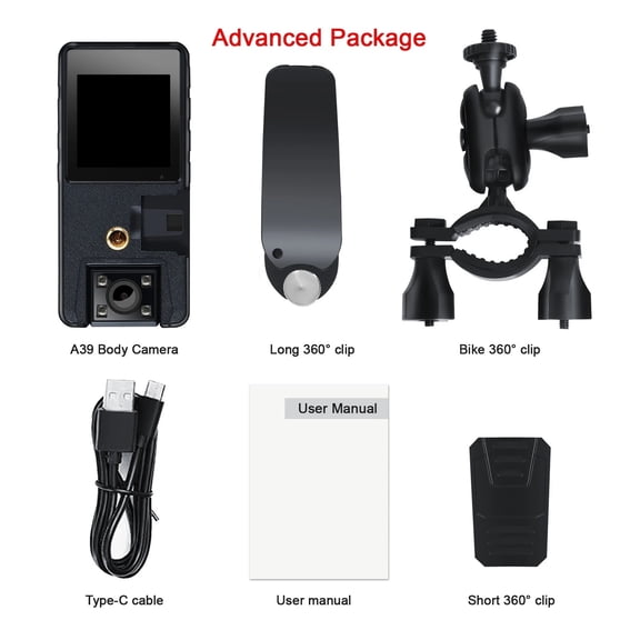 A39 Full 1080P HD Mini Camera 3000mAh Camcorder Body Mount Cam Small 180° Rotating Bike Camera Sports DV Car DVR Webcam