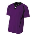 thumbnail image 1 of A4 2-Button Color Block Henley For Youth Male in Purple /Black | NB4229, 1 of 2