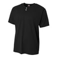 thumbnail image 1 of A4 2-Button Mesh Henley For Youth Male in Black NB4130, 1 of 2