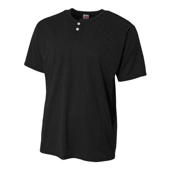 A4 2-Button Mesh Henley For Youth Male in Black | NB4130