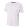 thumbnail image 1 of A4 2-Button Mesh Henley For Youth Male in White | NB4130, 1 of 2