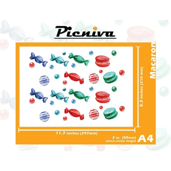 A4(2") Macaron Baby Kid Nursery Room Decal Sticker Clear Vinyl Wall Art decor