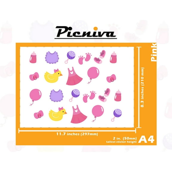 A4(2") Yellow Duck Baby Girl Kid Nursery Room Decal Sticker Clear Vinyl Wall Art decor