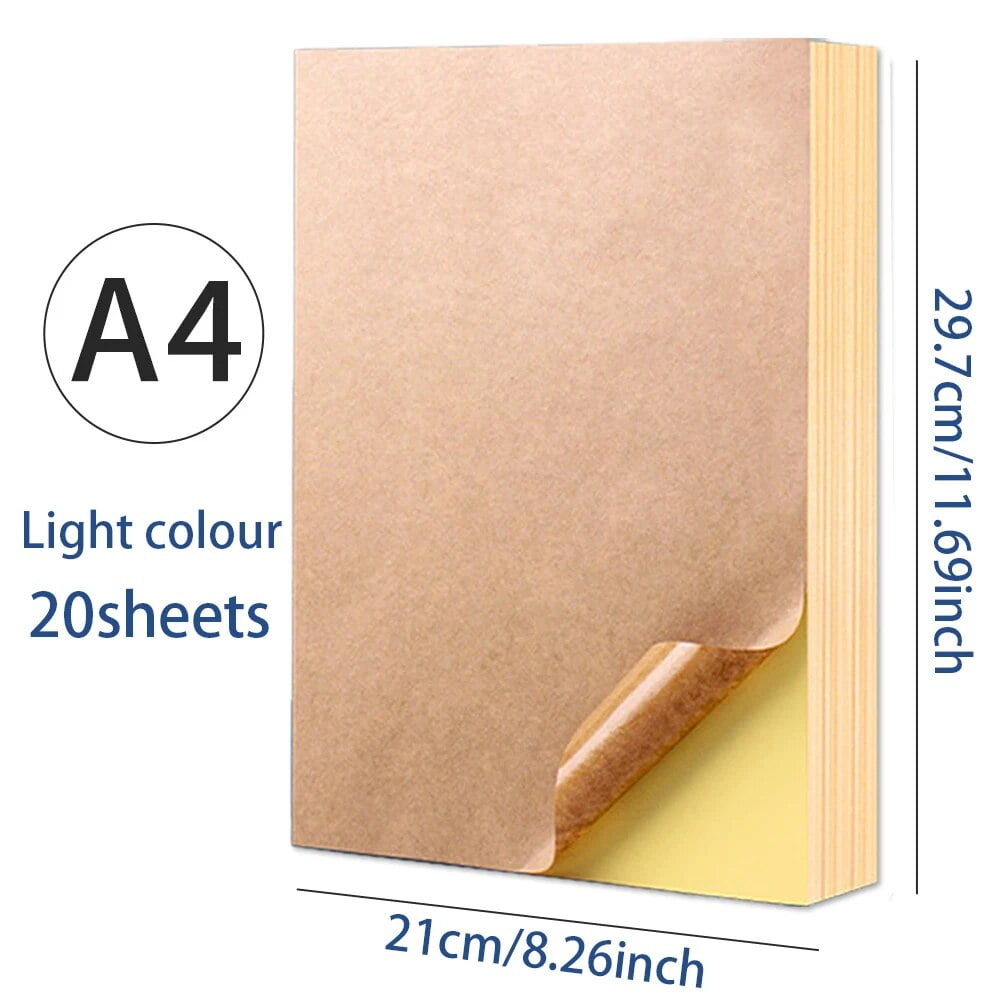 A4 20sheets White/Kraft Printable Sticker Self Adhesive Sticker Label ...