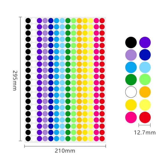 A4 2800 PCS Color Dot Stickers Round Circle Labels 10 Colors Coding Classification Stickers for Office Classroom Organization