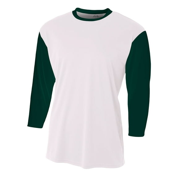 A4 3/4 Sleeve Utility Shirt For Youth Male in White/Forest NB3294