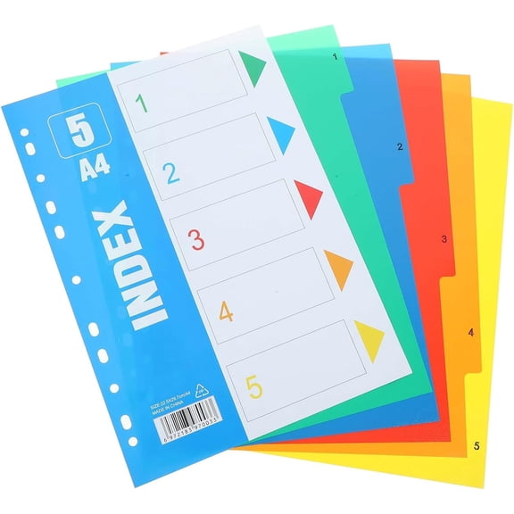 A4 3 Ring Binder Dividers, 5 Sets 25Tabs Each, 11 Pre-punched Holes, Plastic