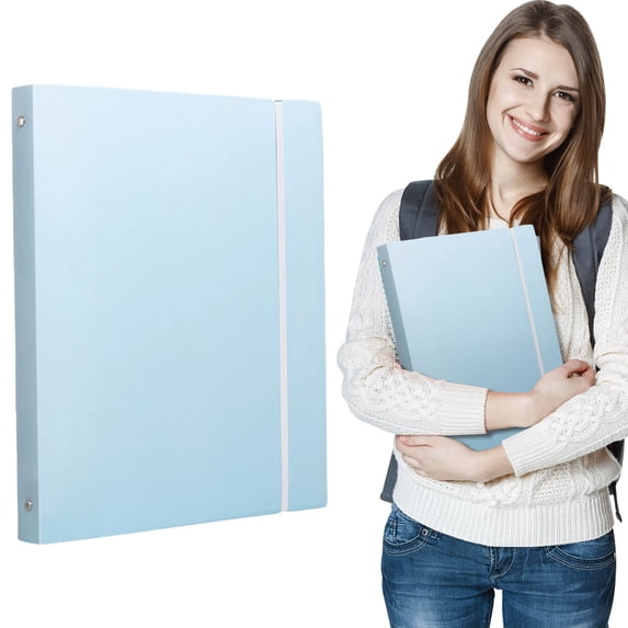 A4 3 Ring Binder, Durable PP Plastic Loose Leaf Binder with Round Metal Rings, Large Capacity Document Organizer for Office, Reports & Paper Storage, Blue, 1 Count