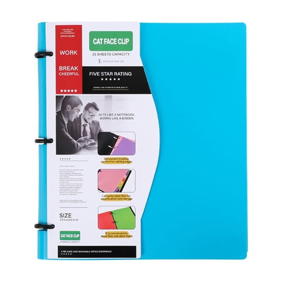 A4 3-Ring Binder File Folder with Multicolor Index Dividers, Heavy Duty Plastic Loose Leaf Notebook Binder, Portable Document Organizer for Office School Paper Classification Storage