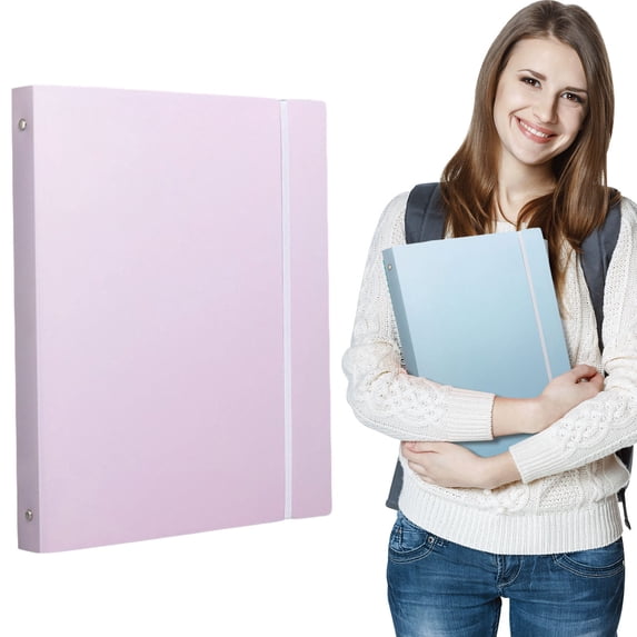 A4 3 Ring File Binder, PP Plastic Document Folder with Round Metal Rings, Refillable Paper Organizer for Office Files, Supplies, Reports & Project Storage, Purple, 1 Count