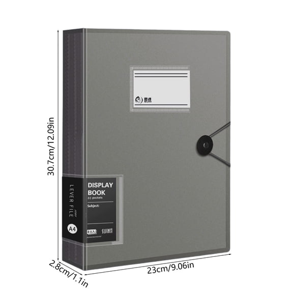 A4 30 Clear Pockets Display Book, Durable Matte Plastic Presentation Folder with Elastic Closure and Label Holder, Portable A4 Document Organizer for Office, Business & Home Use