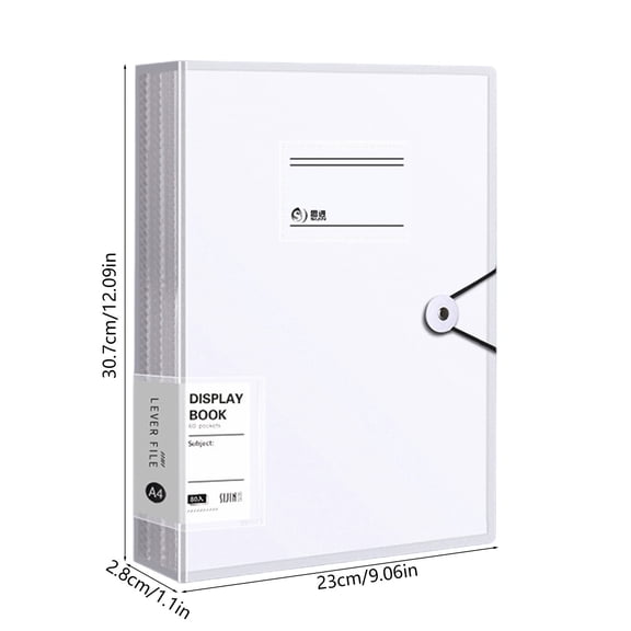 A4 30 Clear Pockets Display Book, Durable Matte Plastic Presentation Folder with Elastic Closure and Label Holder, Portable A4 Document Organizer for Office, Business & Home Use