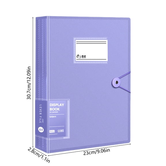 A4 30 Clear Pockets Display Book, Durable Matte Plastic Presentation Folder with Elastic Closure and Label Holder, Portable A4 Document Organizer for Office, Business & Home Use