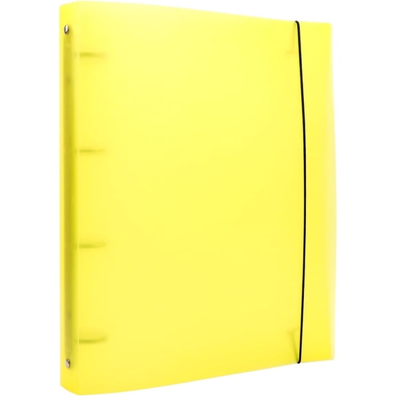 A4 4-Holes Round Ring View Binders Plastic Cover, Refillable Notebook Journal Binder File Folder, Loose Leaf Sheet Protector/DIY Scrapbooking/Binder Cover Protector (Yellow)