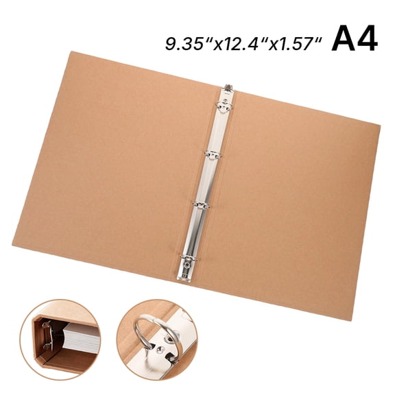 Olakula A4 Binder with Kraft And 4-Hole Metal Ring, Blank DIY Cover,9.35" x 12.4" Protective Binders School & Office Supplies.