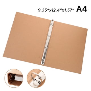Olakula A4 Binder with Kraft And 4-Hole Metal Ring, Blank DIY Cover,9.35" x 12.4" Protective Binders School & Office Supplies.